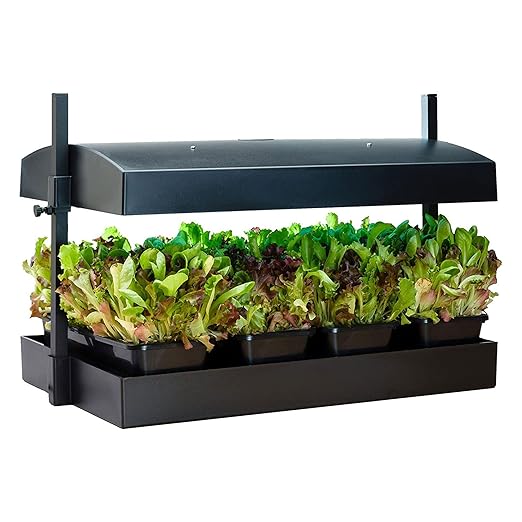 SunBlaster Grow Light Garden with 2 Strip Lights &amp T5 Reflectors + Gaia Green All Purpose Plant Food for Resilient Crop Growth