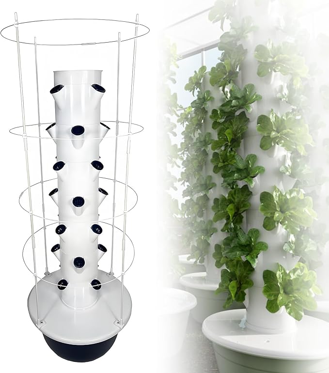 Hydroponic Tower Hydroponic Growing Kits Tower Garden Hydroponics Growing System with Plant Climbing Frame Aeroponic Tower Garden for Herbs Fruits and Vegetables 7Layer