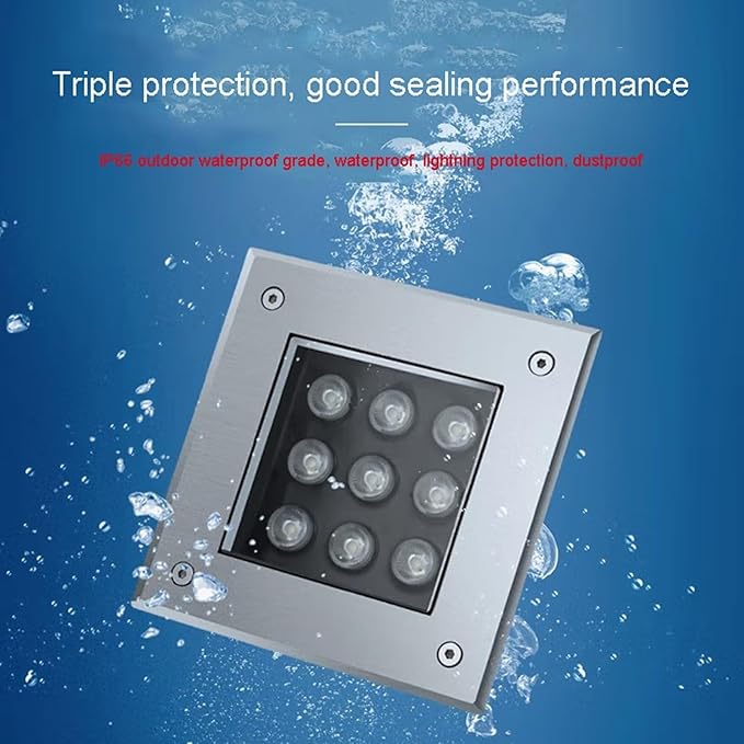Underground Light LED - LED Beam Spotlight IP66 Waterproof Garden Landscape Light Outdoor Underground Lights Square Outdoor Park Landscape Embedded Lawn GrYellow 9W