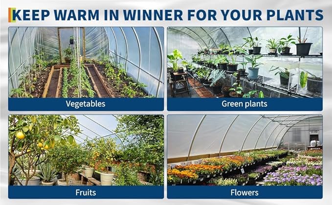 6 Mil Greenhouse Plastic Sheeting Heavy Duty Winter Greenhouse Cover Thickness Transparent Clear LDPE Polyethylene Film for Plants Farms Agriculture Garden Waterproof Sunlight Protection