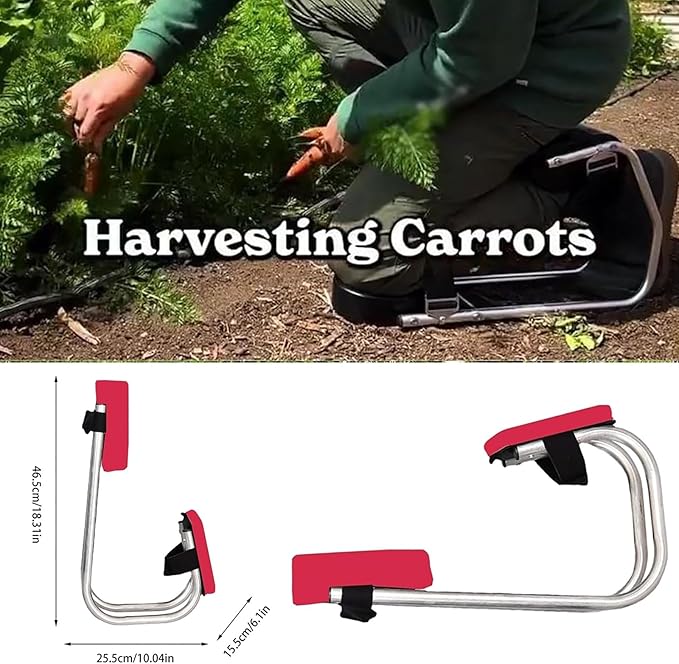 Garden kneeler knee seat stool ergonomic chair Ergonomic Gardening Seat Tool Strap on Kneeling Device Farm Work Protect Knees Including Hand Trowel Transplant Trowel and Cultivator Hand Rake(Red)