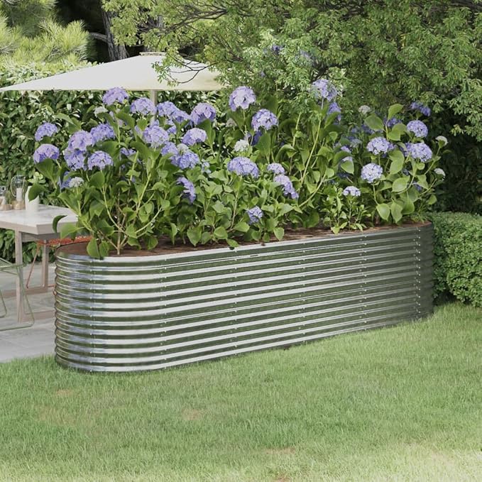 SKM Garden Raised Bed Powder-Coated Steel 116.5x31.5x26.8 Silver (17.46 KG/38.412 LBS)