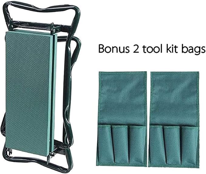 Garden Kneeler and Seat Folding Stainless Steel Garden Stool Tool Bag Eva Kneeling Pad Gardening Gifts Supply Garden Supplies