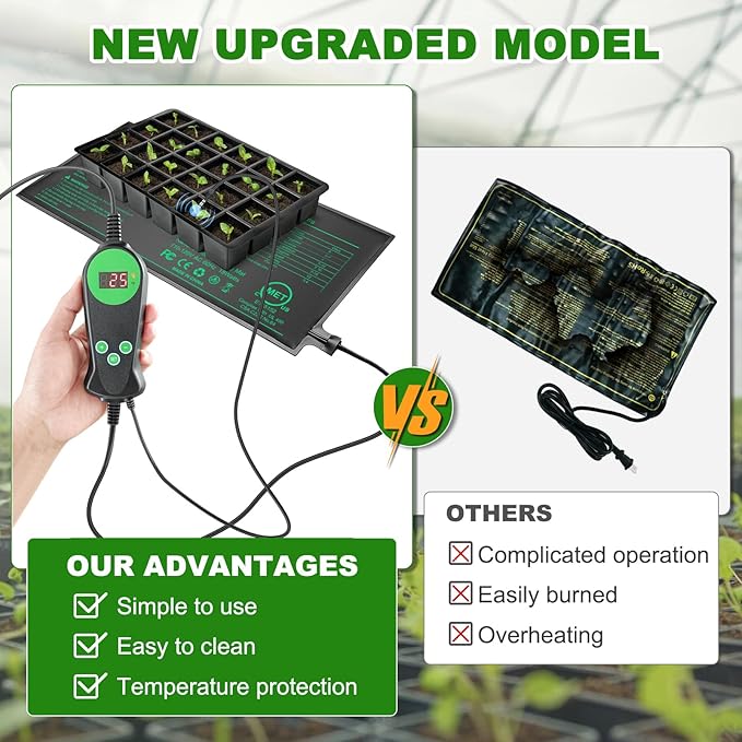 Seedling Heat Mat with Built-in Temperature Controller 10 x 20.75 Waterproof Plant Heating Pad with Thermostat MET-Certified Warm Mat for HydroponicGermination Indoor Gardening Greenhouse