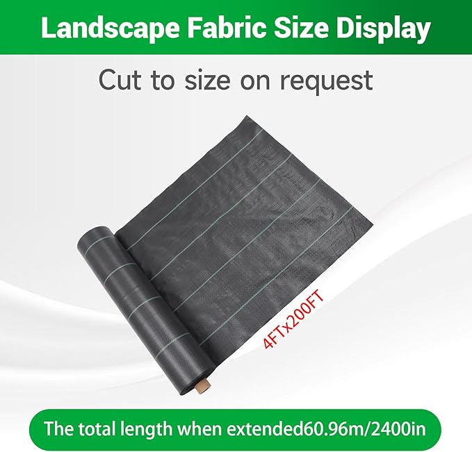 Weed Barrier Fabric Planting Cover - 4 x 200 FT Heavy Duty Landscape Fabric Ground Cover Block for Outdoor Planting