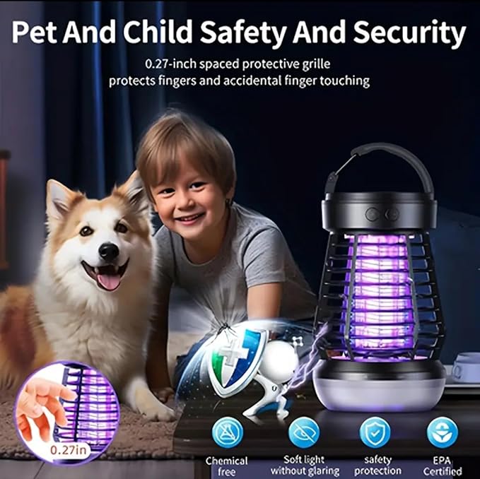 Upgrade 3-in-1 Bug Lantern with 2000V Grid – Portable Rechargeable Camping Light with Adjustable Brightness and SOS Mode – for Indoor &amp Outdoor Use (2 Pack)