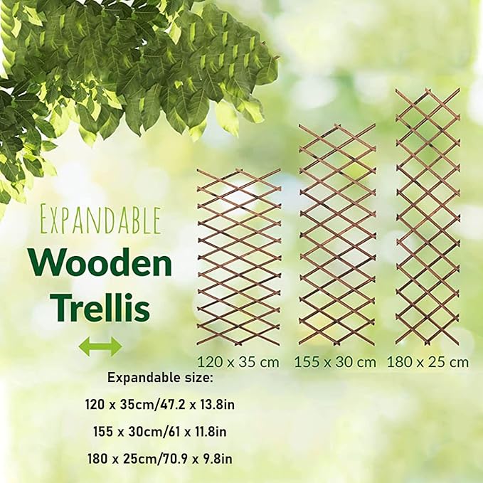 Expandable Garden Trellis Wooden Lattice Wall Fence Trellis Fence Pane for Climbing Plants Outdoor Garden Decor