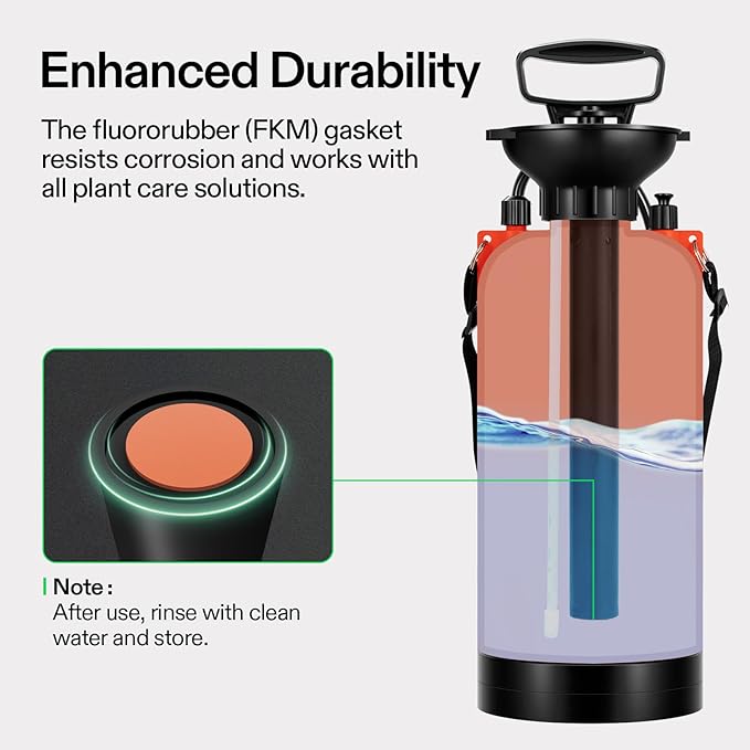VIVOSUN 1.85-Gallon Pump Pressure Sprayer Pressurized Lawn &amp Garden Water Spray Bottle with Adjustable Shoulder Strap for Spraying Plants Garden Watering and Household Cleaning