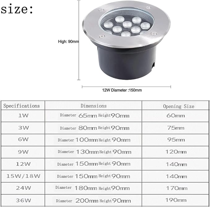 LED Landscape Light - Outdoor Buried Lights 220V Recessed LED Spotlights IP67 Outdoor Waterproof Embedded Underground Spotlights Ground Garden Courtyard Lights(Red12W)