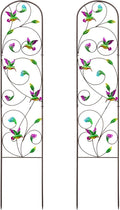 Set of 2 Hummingbird Metal Garden Trellis for Climbing Plants Decorative Vegetables Flowers Vine Trellis for Outdoor Patio 60'' H x 12.5'' W Elegant Hummingbird Design