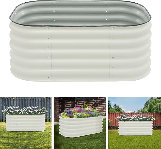 Raised Garden Bed Kits 17 Tall 6 in 1 Customizable Metal Raised Planter Bed for Vegetables Flowers Herbs Large Planter Box for Patio Backyard Gardening