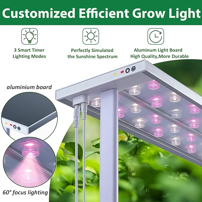 Large Hydroponics Growing System kit with TrellisSmart Indoor Hydroponic Gardening System with LED Grow Light Indoor Hydroponic Grow Kit for TomatoPepperCucumbers(7LPump)