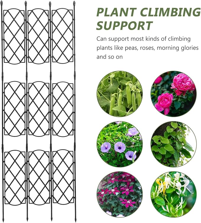 Metal Garden Trellis for Climbing Plants and Vines Outdoor Steel Plant Support Adjustable Height 46.5-135cm Gardening Accessory