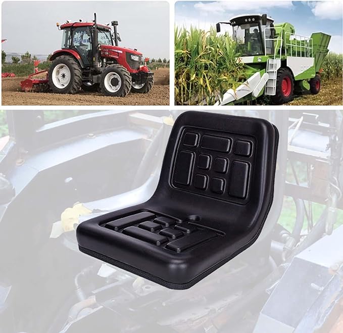 Tractor Seat Lawn Mower Seat Comfortable PU Leather with Back Rest Harvesters Seat Universal for Rice Transplanters Excavator Bracket Model