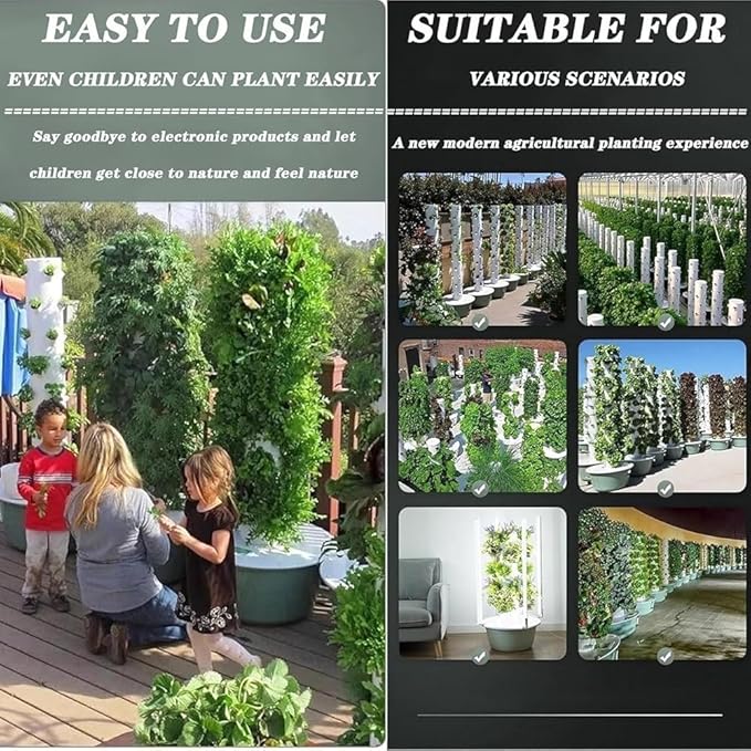 Indoor Vertical Hydroponic Growing System – Multi-Layer Hydroponic Tower Kit for Herbs Fruits &amp Vegetables(Size:9 Layers)