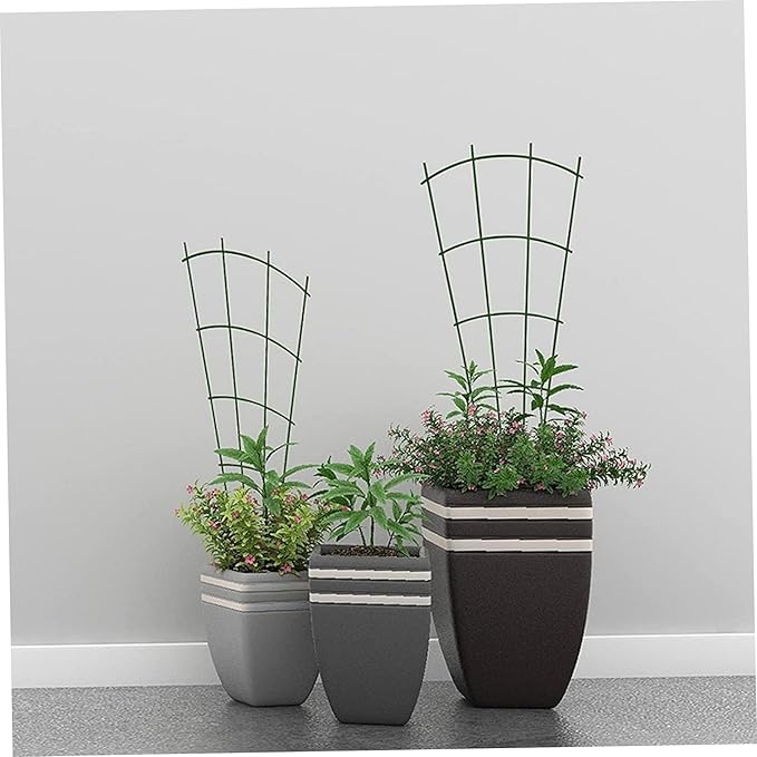 Trellis for Climbing Plants 4 Pack 40cm Plant Supports for Garden High Strong Metal Fan Trellis for Climbing Plants in Pots Indoor Black (Wave Shape)|Plant Cages Supports