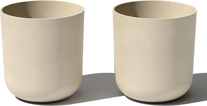 Veradek Round Lima Plastic Planter Pots for Indoor/Outdoor Garden Use Sand Color 5 Year Warranty