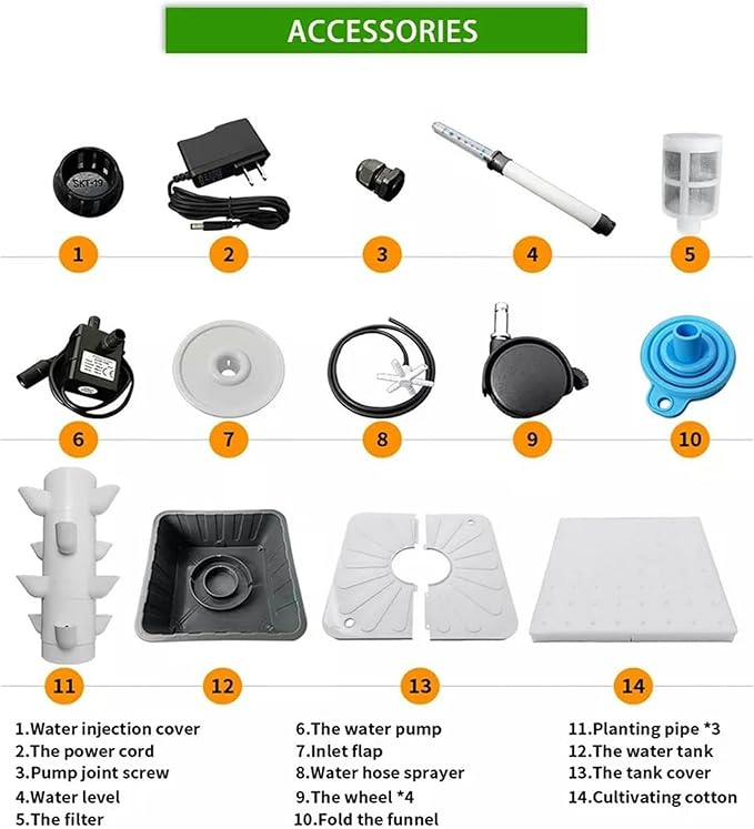 Hydroponic Grow Kit Indoor Garden Hydroponic Tower Growing Sytem 15 Layer 45 Plants Sites Vertical Hydroponic Tower with Pump and Movable Water Tank for Leafy Vegetables