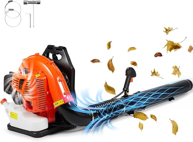 VEVOR 79cc Backpack Gas Leaf Blower 2-Cycle Gas Powered Backpack Blower with 3L Fuel Tank 930CFM Air Volume 184MPH Speed Ideal for Lawn Care