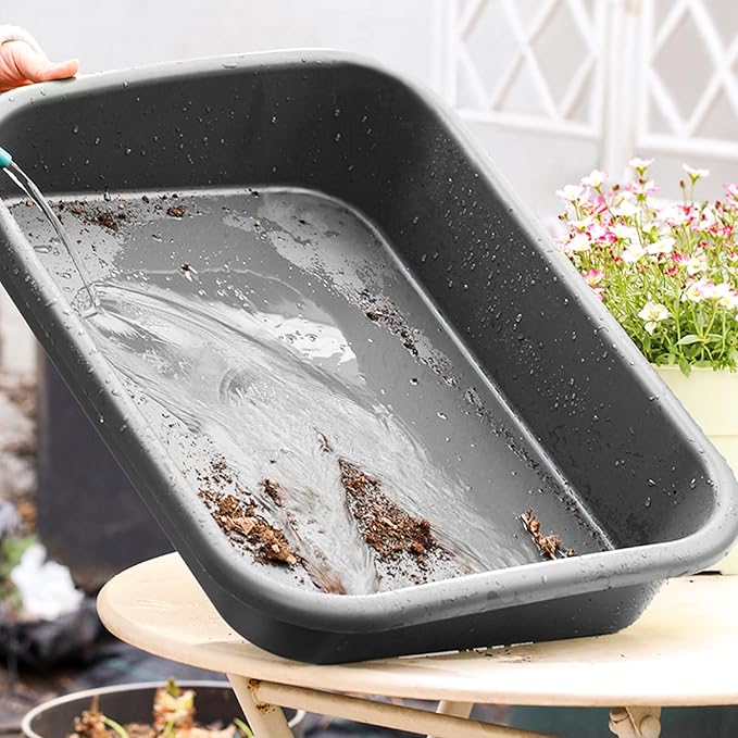 Luwint Garden Tidy Potting Tray Plant Reportting Tray for Indoor Transplanting Gardening Planting Accessories Large Succulent Table (Black)