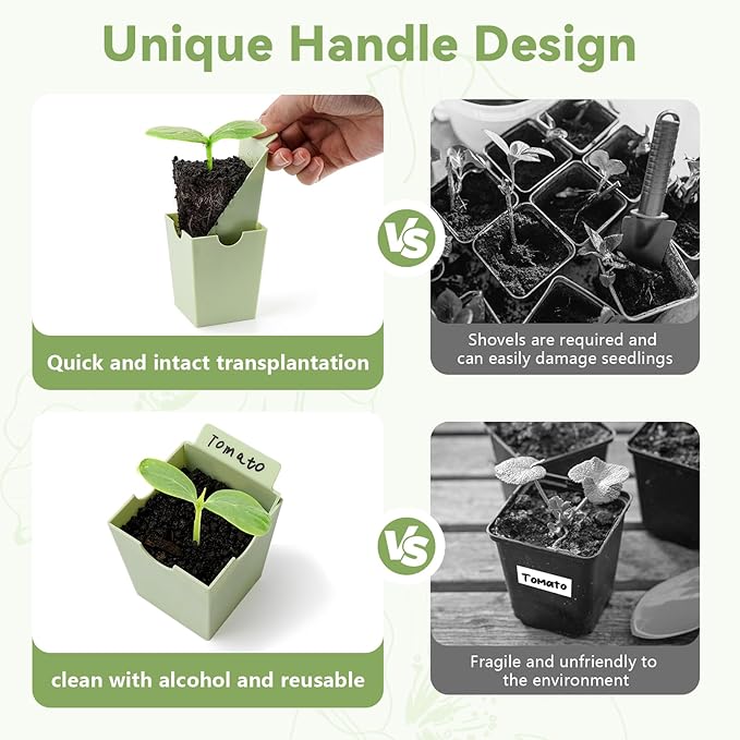 Seed Starter Tray Dual-Purpose Handles for Transplanting &amp Labeling 9 Deep 2.3 in Cells Extra-Thick Reusable Germination Kit for Indoor Outdoor &amp Greenhouse Use