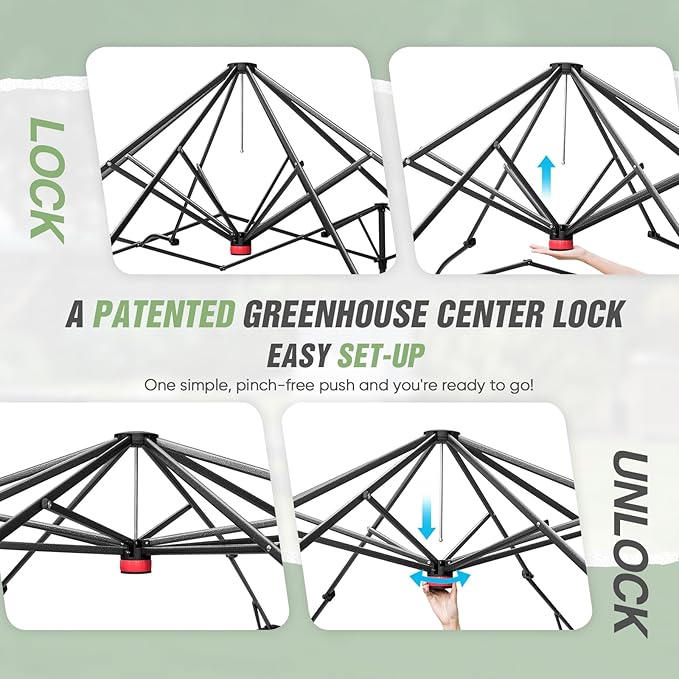 EAGLE PEAK 10x10 Portable Walk in Greenhouse with Polyester Reinforced Corners Instant Pop up Indoor Outdoor Gardening Green House Roll Up Zipper Entry Doors and Mesh Windows Green/White