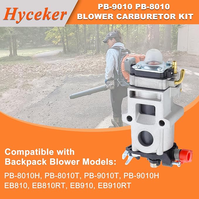 PB-9010 PB-8010 Blower Carburetor Kit for Echo PB-8010H PB-8010T PB-9010T PB-9010H Shindaiwa EB810 EB810RT EB910 EB910RT Backpack Leaf Blower Parts A021004920 WYAB-1 Carburetor Air Filter Kit