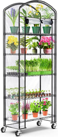 Abimars 5-Tier Greenhouse with Caster Wheel Each Shelf Height Adjustable Metal Plant Shelf with PVC Cover for Seed Starting Trays Seedling Pots Plant Pots 13x29x73inch