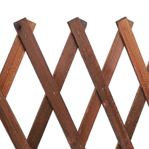 Milltrip Expandable Wooden Plant Trellis Interlocking Lattice Fence Panel for Climbing Roses Ivy &amp Garden Screening Pine Grid