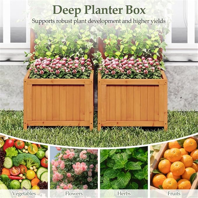 2-in-1 Wooden Raised Garden Bed with Trellis 48 Vertical Planter Box for Climbing Plants Vegetables &amp Flowers Outdoor Wood Privacy Screen for Patio Balcony &amp Backyard Natural Fir Wood