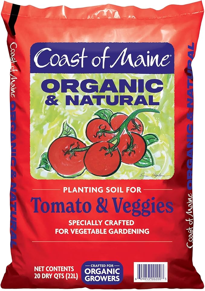 Coast of Maine Tomatoes and Veggies 20qt (Pack of 8) Organic and Natural Planting Soil Crafted for Vegetable Gardens and Organic Growers