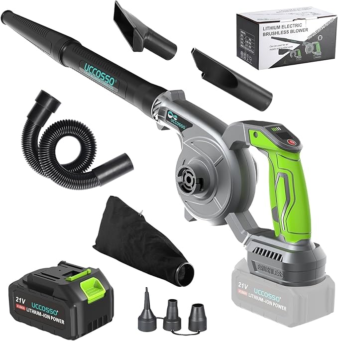 Leaf Blower21V Leaf Blower Cordless with Battery and Charger 106 CFM/240 MPH 2-in-1 Electric Leaf Blowers &amp Vacuum with 3 Speed ModeBlowers for Lawn Care (Grey-4.0Ah-1* Battery)