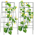 AGTEK 2 Packs 18 x 46 Foldable Cucumber Trellis with Zip Ties Plant Support A Frame Metal Trellis for Cucumber Climbing Plants Vegetable Flowers