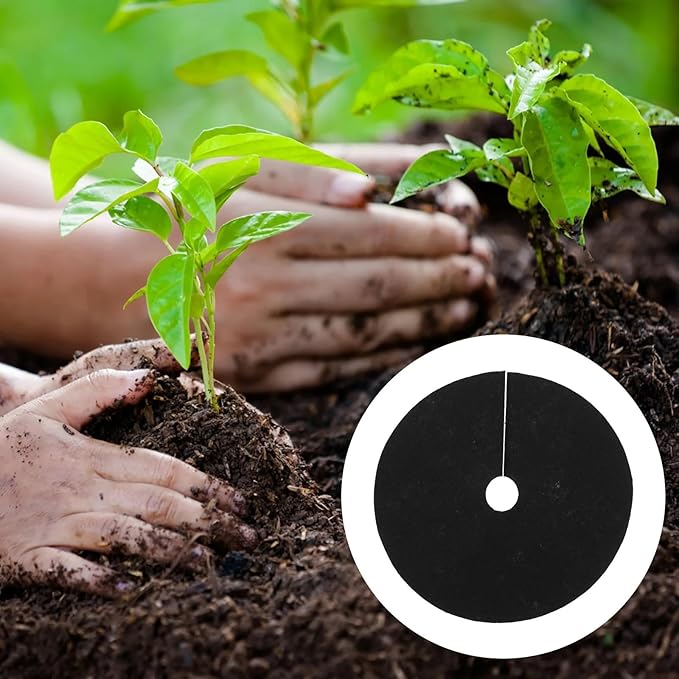 Non-Woven Tree Mulch Non-Woven Cloth Tree Mulch Ring Round Anti Grass Weed Barrier Plant Cover Weed Control Ring for Indoor Outdoor Gardens Tree Mulch Mats