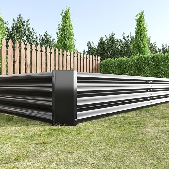 Heavy-Duty Galvanized Steel Raised Garden Bed for Outdoor Vegetable Flower and Herb Planting – Rust-Resistant &amp Durable (Black with 8x4x1ft)