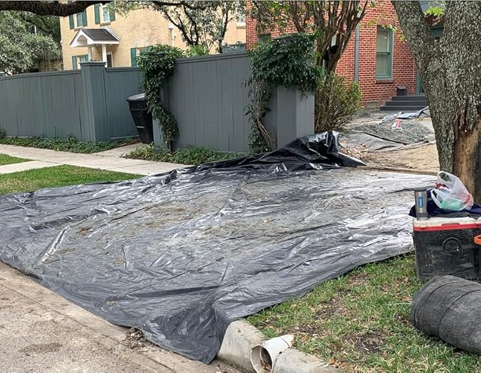 Plastic Sheeting Roll 4 MIL (20x100) Black for Painting Plastic Tarp Plastic Mulch Weed Barrier Concrete Moisture Vapor Barrier Construction Film Lumber Tarp Ground Cover
