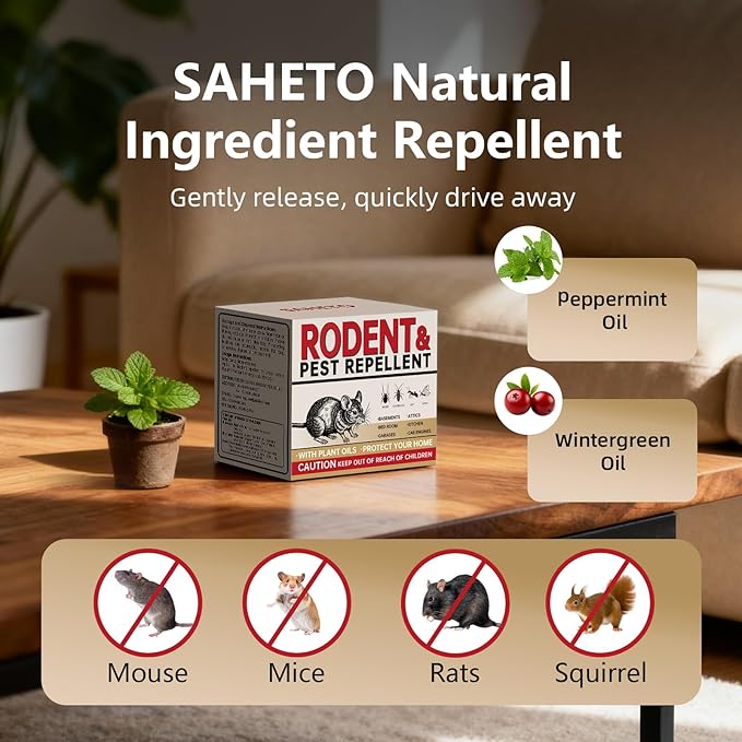 Mouse Repellent 34 Balls Peppermint Rodent Repellent for Indoor &amp Outdoor Use Long-Lasting Safe Mice Deterrent Natural Effective Moth Balls for Rodent Control for Home Car &amp Garden