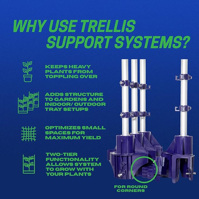 Trellis System Support Kit (Model A) - for Climbing Plants | Square Corner | Ideal for Hydroponics Growing System Greenhouse &amp Garden