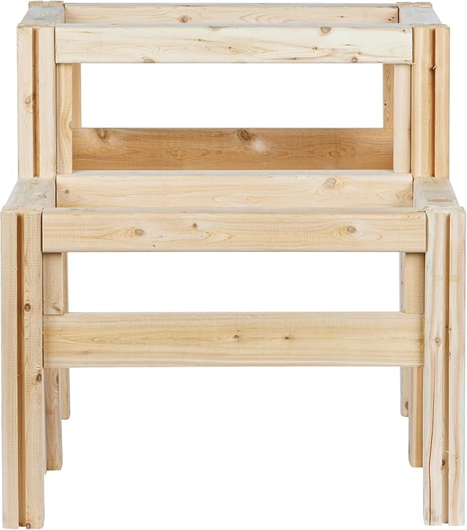 Greenes Fence Two-Tiers Four Bucket Elevated Cedar Wood Garden Frame 30 in. x 28 in. x 30 in. - Made in USA with North American Cedar