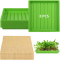 16-Piece Indoor Hydroponic Microgreens Kit 8 Reusable Trays and 8 10X10 High Absorbency Jute Grow Mats
