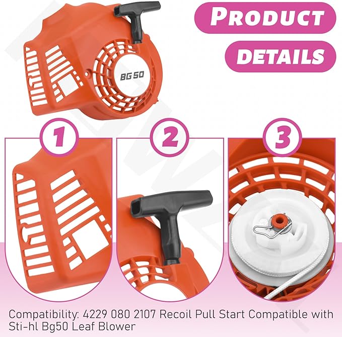 4229 080 2107 Recoil Pull Start for Sti-hl Bg50 Leaf Blower Red