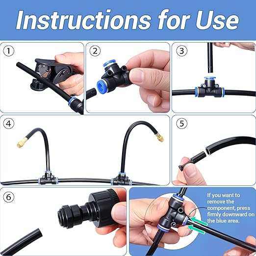 ASEVAT 65FT Drip Irrigation Kit Plant Watering System Quick-Connect Micro Misting kit for Greenhouse Blank Distribution Tubing DIY Automatic Irrigation Equipment Set for Garden
