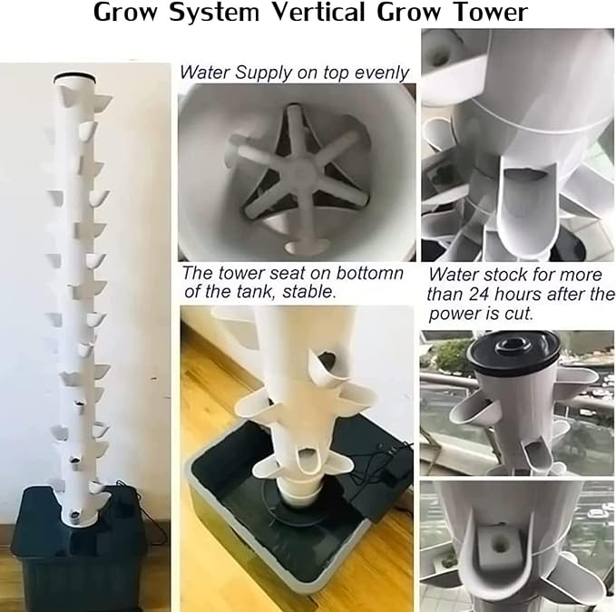 Hydroponics Tower Hydroponics Growing for Indoor Fruits and Vegetables Aeroponic Tower with Hydrating Pump Timer Adapter (A)