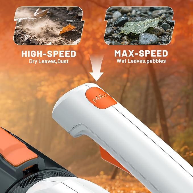 Litheli 20V Cordless Leaf Blower Dual 2×2.0Ah Batteries Included 350CFM/85MPH 2-Speed Lightweight Handheld Electric Blower for Lawn Patio Dust &amp Leaves