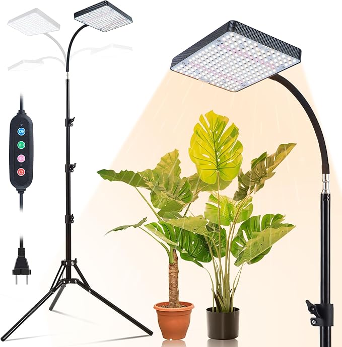 2026 Grow Light with Stand for Indoor Tall Plants Bonsai Tree 4/8/12/16/20H Timer Bright Natural Sunlight Full Spectrum 25 Watt Power Draw NO Need Adapter 24-64 Height Adjustable
