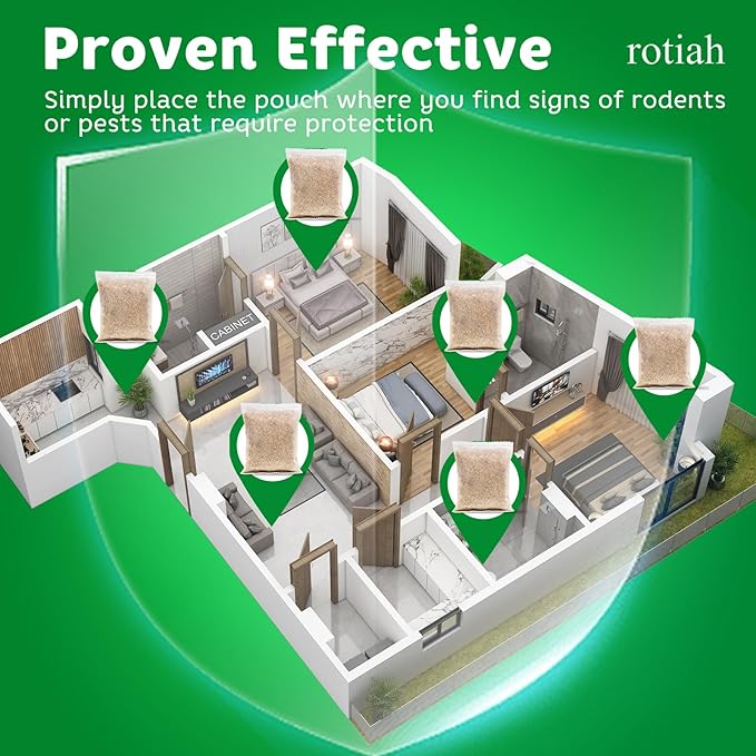 Pest Repellent Pouches 20 Pack Peppermint Oil for Mice Rodent Mouse Rats Spider Squirrel Pest Control Indoor &amp Outdoor Natural Mouse Deterrent Replace Traps Poison Family &amp Pet Safe