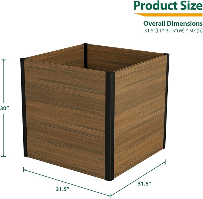 Composite Garden Planter Box with Open Base - Outdoor Modular Raised Bed for Vegetables Flowers and Herbs Durable Eco Friendly Easy to Assemble Low Maintenance