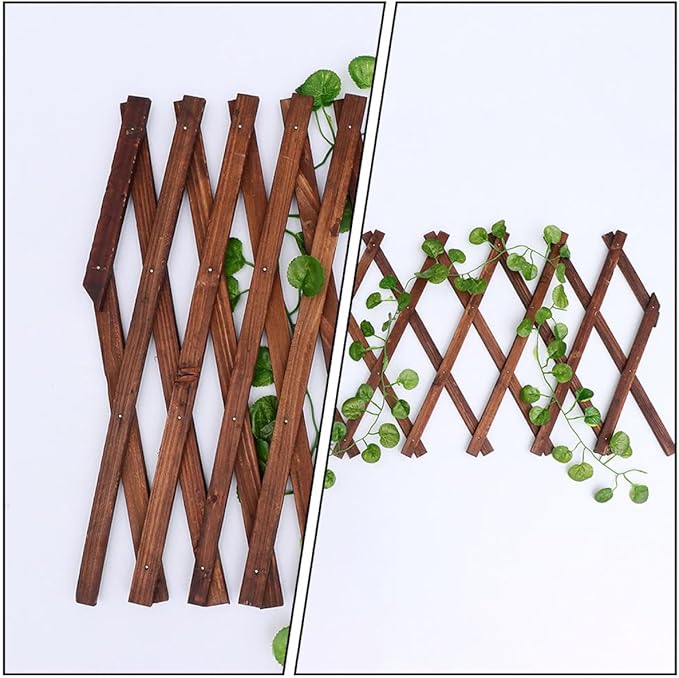 VICASKY Expandable Wooden Garden Trellis Climbing Plant Support Carbonized Anti-Corrosion Wood Vine Fence 0.9cm Thick 44cm X 22cm Frame for Outdoor Patio and Lawn
