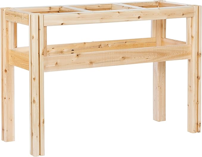 Greenes Fence Three Bucket Elevated Cedar Wood Garden Frame 43 in. x 16 in. x 30 in. - Made in USA with North American Cedar