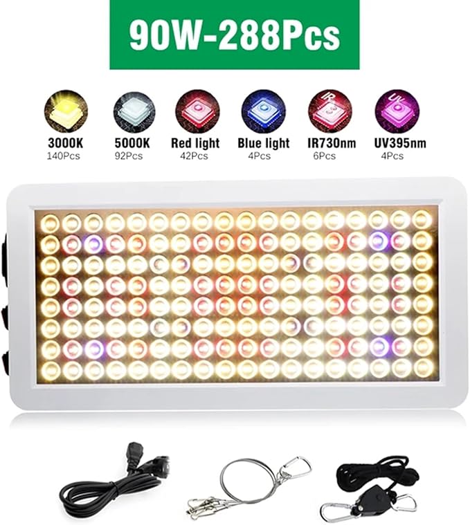 LED Grow Lights for Indoor Plants Full Spectrum Daisy Chain Plant Light with Veg Bloom Double Switch Timer for Indoor Plants Seeding Veg &amp Bloom90W